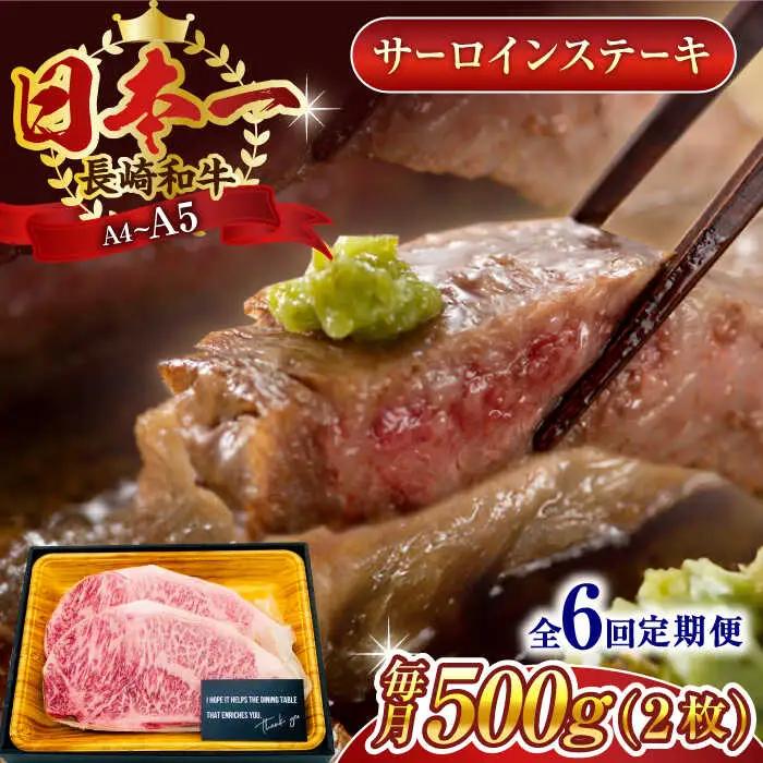 【全6回定期便】【A4~A5】長崎和牛サーロインステーキセット　500g（250g×2枚）【株式会社 MEAT PLUS】[QBS073]