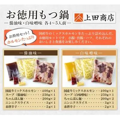 Z08-32 お徳用もつ鍋(醤油味・白味噌味 各4～5人前) もつ鍋