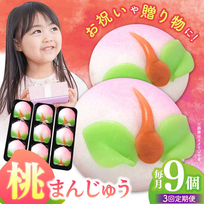 【ふるさと納税】【3回定期便】【長崎縁起菓子】桃まんじゅう9個入 / 桃まんじゅう まんじゅう お祝い こしあん / 諫早市 / 株式会社梅月堂[AHBN028]