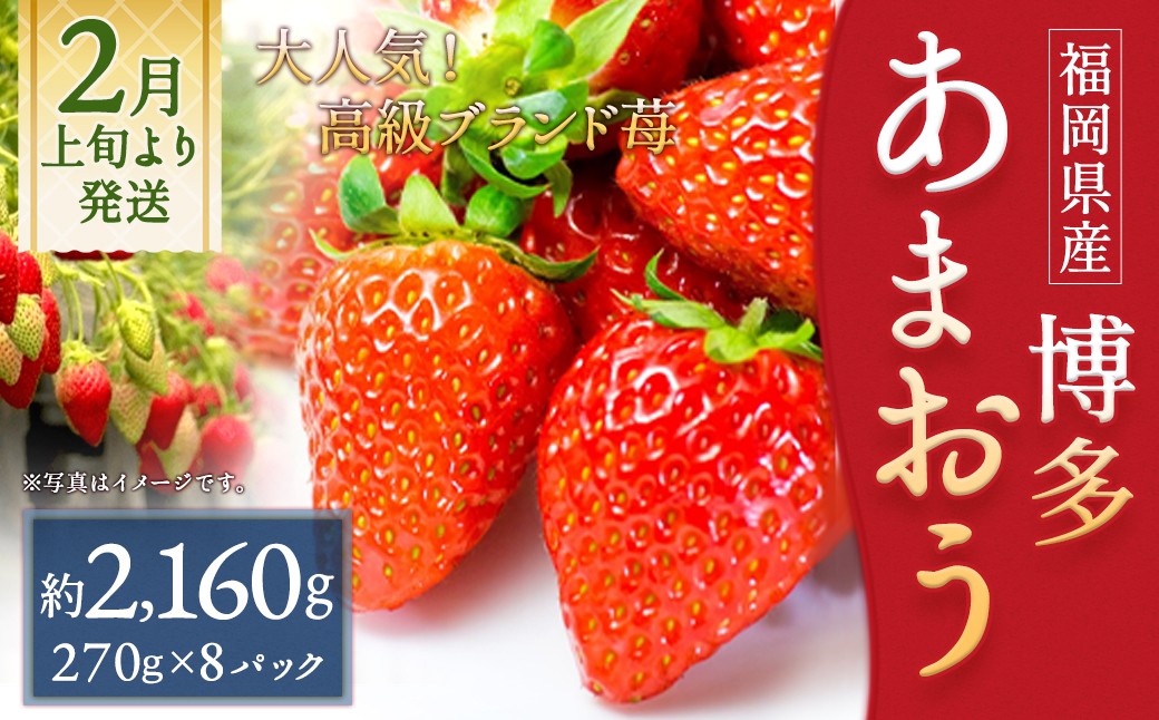 
            いちご 「あまおう」 約270g×8パック 計約2160g 苺 イチゴ 果物 フルーツ 【2026年2月上旬～2026年3月下旬順次発送予定】
          
