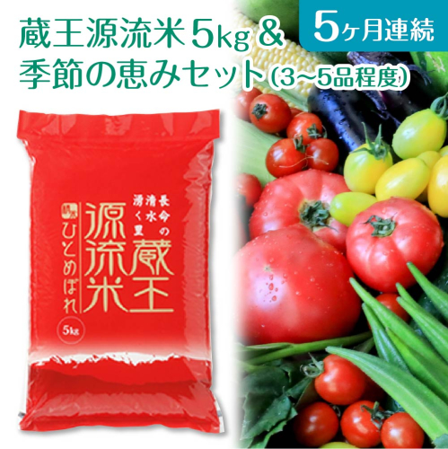 【5か月連続】＜令和8年産米＞蔵王源流米5kg＆季節の恵みセット(3～5品程度)　【04301-0139】