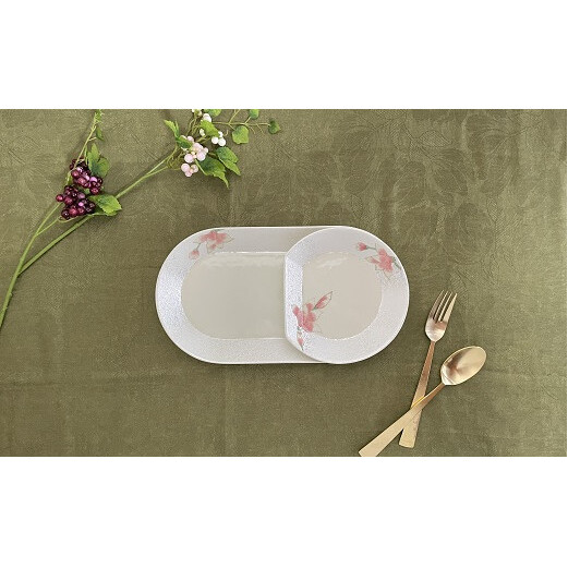 田清窯 組める有田焼 煌めく木蓮花 プレート皿 2枚セット 食器 器 うつわ 陶磁器 皿 ギフト 贈答 35000円 3.5万円 ec002