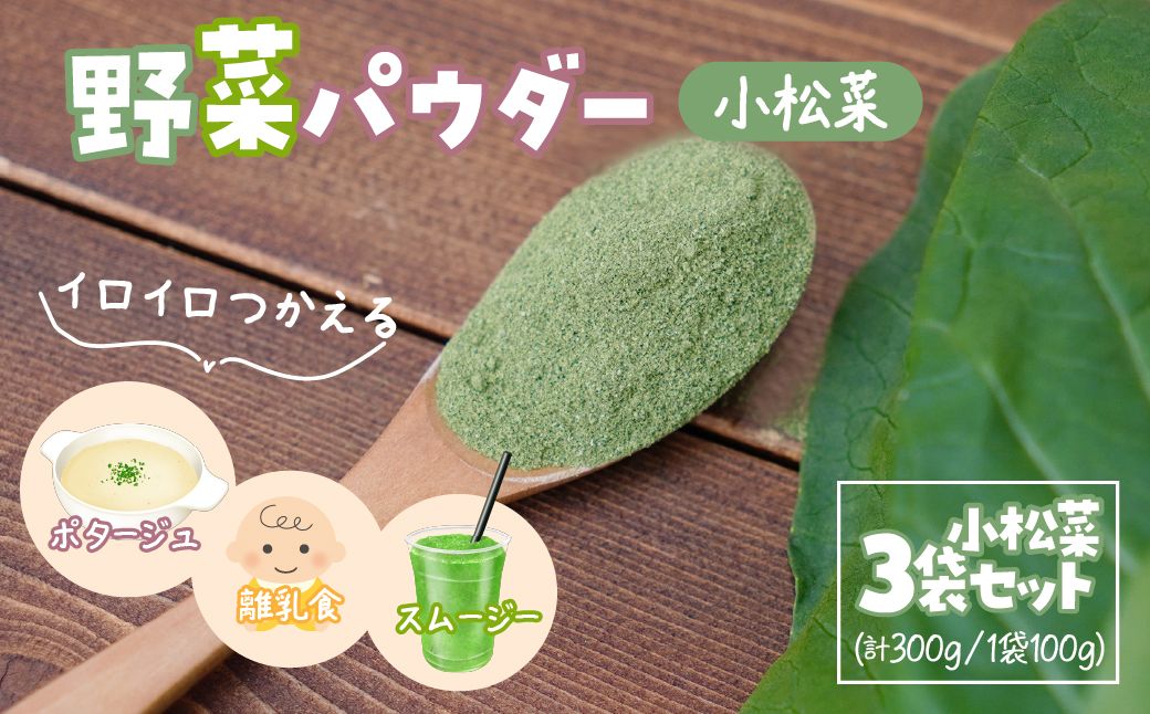 ナガホリの野菜パウダー 小松菜 3袋 1袋 100g