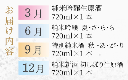 【４回お届け 定期便】永平寺白龍 季節のお酒 720ml 4合 /酒 お酒 日本酒 地酒 新酒 初しぼり ひやおろし 辛口 永平寺町 父の日 ギフト 贈答 バレンタイン ホワイトデー 吉田酒造 永平寺