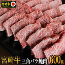 【ふるさと納税】【宮崎牛】 三角 バラ 焼肉 600g [SHINGAKI 宮崎県 美郷町 31ag0070] 牛肉 BBQ バーベキュー トロ ばら 大トロ カルビ 真空 冷凍 内閣総理大臣賞受賞 宮崎県産 送料無料 希少部位 特上