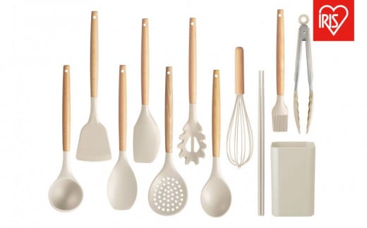 
            調理器具 キッチンツール１１点＋スタンドセット　KT-11SS　グレージュ
          