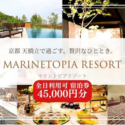 【ふるさと納税】 マリントピア リゾート 宿泊券 45,000円分 全日可 グランピング リゾート ヴィラ アウトドア キャンプ 旅行 温泉 プライベートプール 愛犬 ペット可能 アクティビティ 食事付き 海鮮 あわび 貸切 露天風呂 BBQ トラベル　宮津市