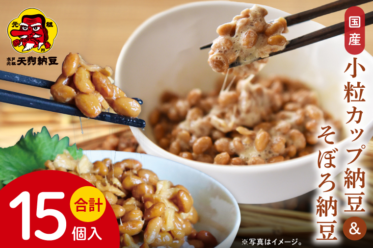 【天狗納豆】国産小粒カップ納豆（50ｇ×6個）×2箱 そぼろ納豆150ｇ×3個【納豆 なっとう 小粒 老舗 朝食 ご飯 ご家庭用 ストック ソウルフード 水戸市 水戸 茨城県】（DQ-18）