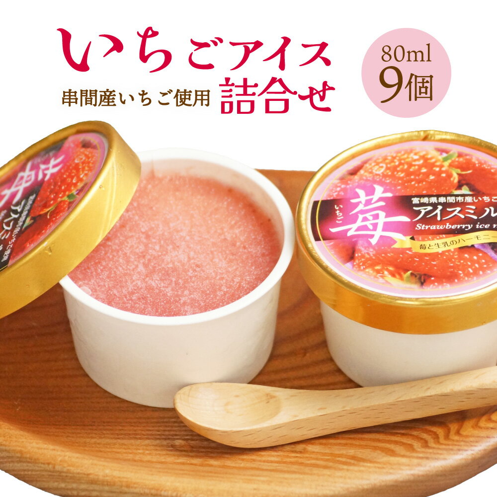 【ふるさと納税】串間市産イチゴ使用！いちごアイス詰合せ(9個) アイス スイーツ デザート いちご アイス詰め合わせ 詰め合わせ アイスクリーム ふるさと おすすめ ギフト 特産品 贈り物 グルメ 贈答 お取り寄せ おすそ分け プレゼント 宮崎 宮崎県 串間市 送料無料
