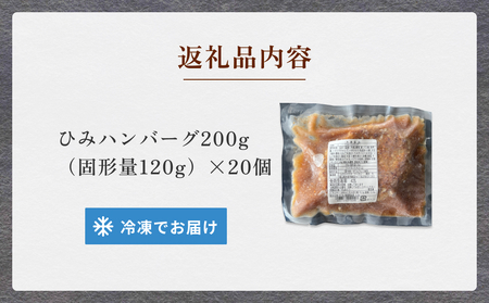 【地元で人気の洋食店の味！】 ひみハンバーグ 20個 〈冷凍〉　ハンバーグ