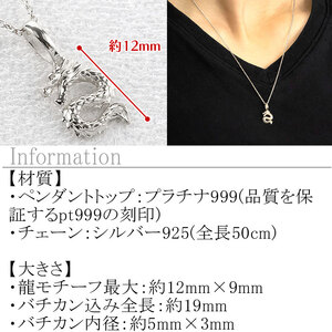 純プラチナ ネックレス レディース 龍 ドラゴン ペンダントトップ 竜 プラチナ pt999 石なし シンプル ジュエリー 人気 普段 使い 250515201pt999 SWAA325
