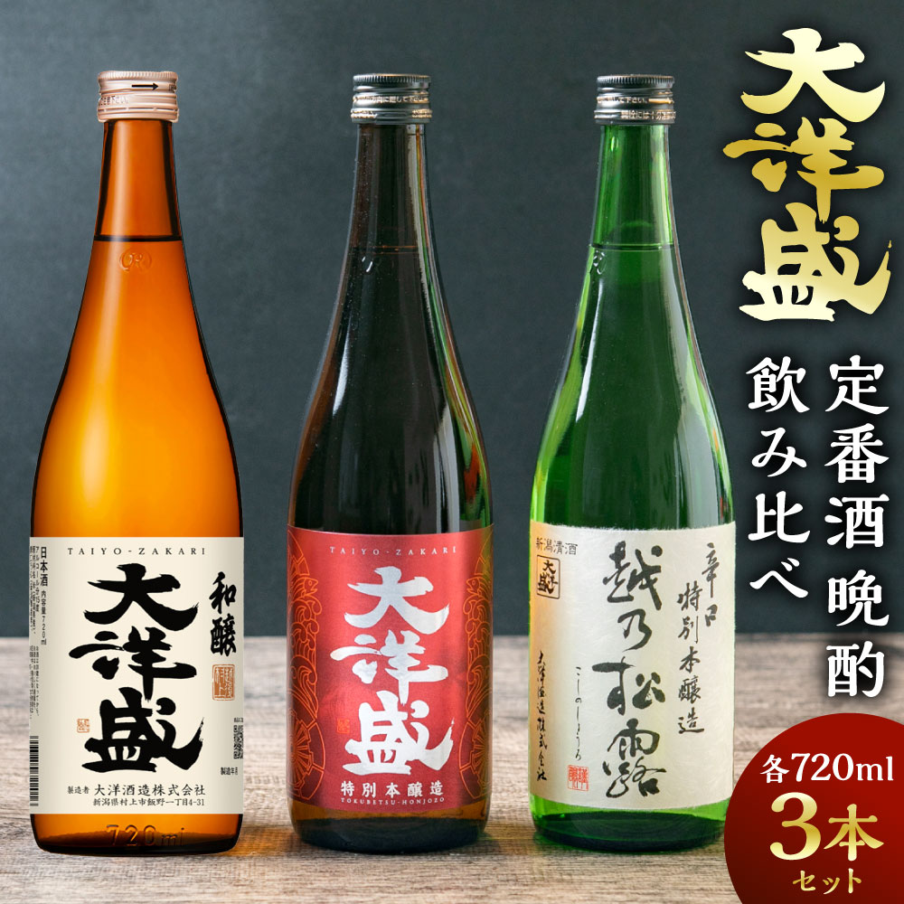 【ふるさと納税】【定番酒晩酌セット】大洋盛セットHSW（720ml飲み比べ3本セット） 日本酒飲み比べセット 淡麗辛口 四合瓶 大洋酒造 1009006