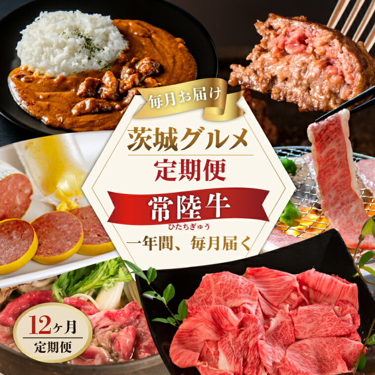 【ふるさと納税】12ヶ月 定期便 高級肉 常陸牛 12ヶ月 定期便 Aコース 148000円 毎月 常陸牛ハンバーグ 焼肉 すき焼き しゃぶしゃぶ コンビーフ レトルトカレー ギフト セット お中元 肉 ギフト対応 【肉のイイジマ】（DU-111）