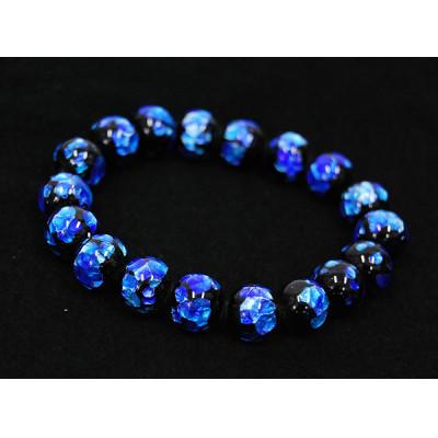 ふるさと納税 忠岡町 【2点セット】沖縄伝統工芸!琉球とんぼ石/ホタルガラス 数珠ブレスレット |  | 01