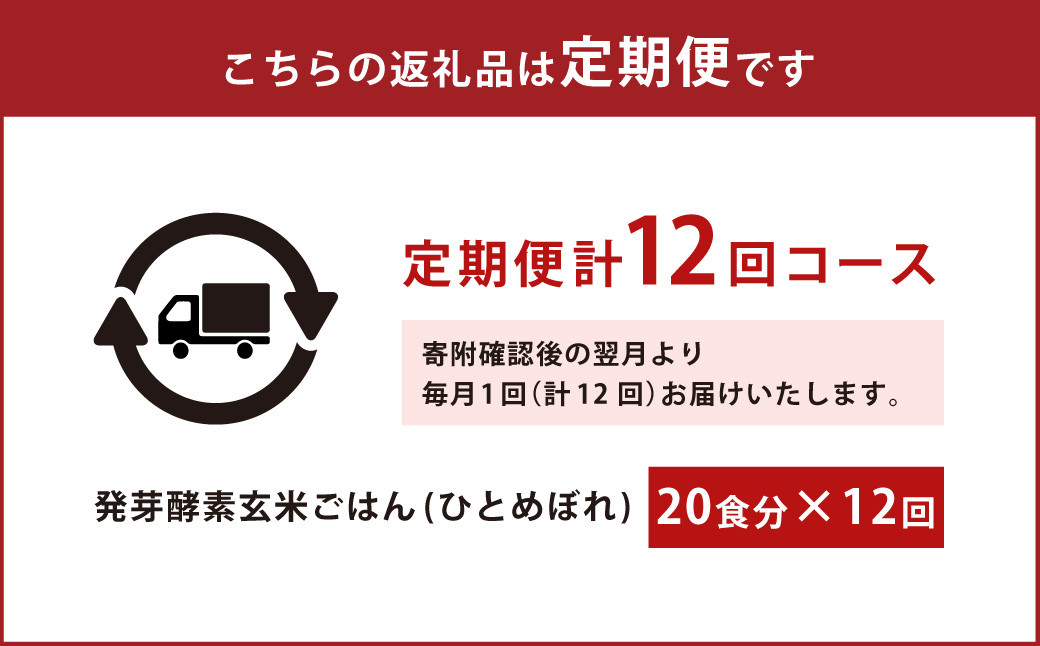 レンジ対応！ 3日寝かせ 発芽酵素 玄米ごはん (ひとめぼれ) 20食分 × 12回 【常温】 玄米 大分県産