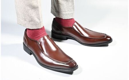 ビジネスシューズ　幅広　AS 581 BR【ブラウン】 ファッション ファッション小物 靴 日本製 社会人 メンズ 男性用 紳士靴 牛革 ロングノーズ スタイリッシュ  26.5cm