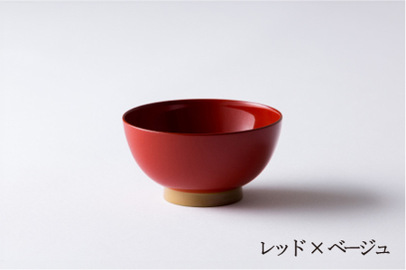 aisomo cosomo 飯椀　食卓を彩る飯椀＜100%天然漆＞【老舗塗師屋創業230年】レッド×ベージュ