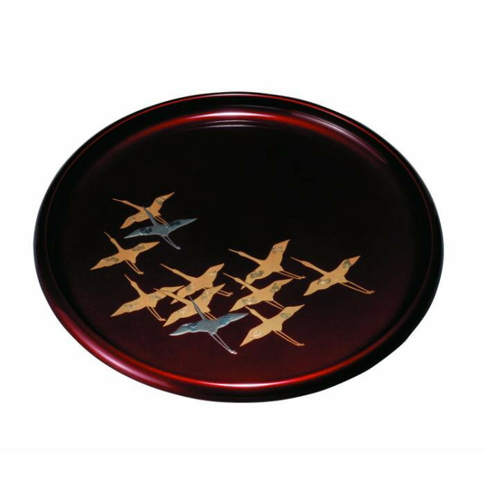 【ふるさと納税】丸盆 30cm 玉虫 千羽鶴 ［YG453］ | 工芸品 日用品 キッチン お盆 送料無料 おすすめ 人気