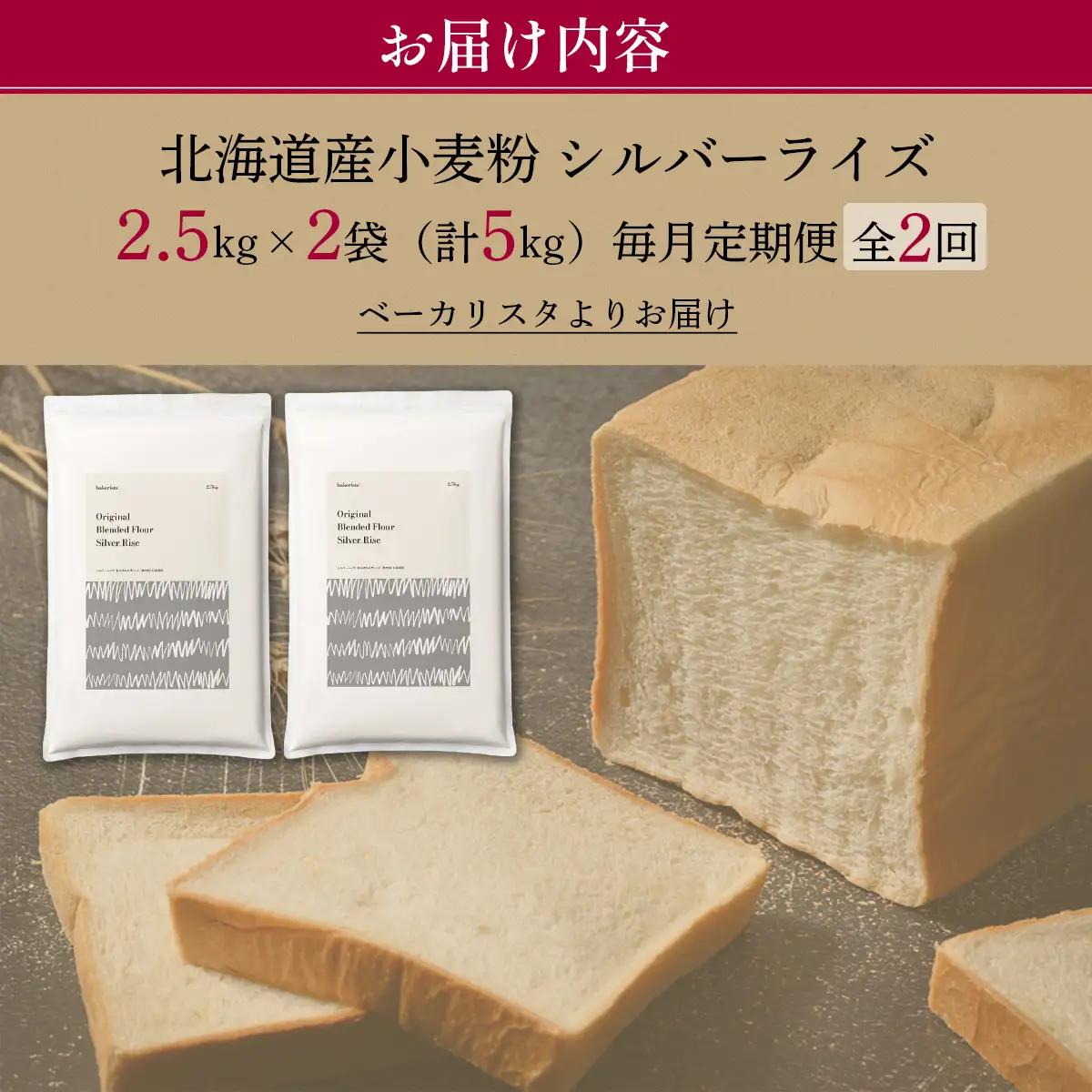 【毎月定期便】北海道産 小麦粉 はるゆたかブレンド小麦粉 シルバーライズ（パン用強力粉）5kg 全2回 MROBI027