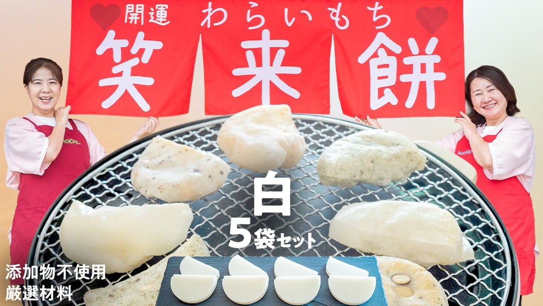 
            笑来餅 5個 セット（白5個） 餅 もち もち米 きな粉餅 あんこ餅 [EP002ci]
          