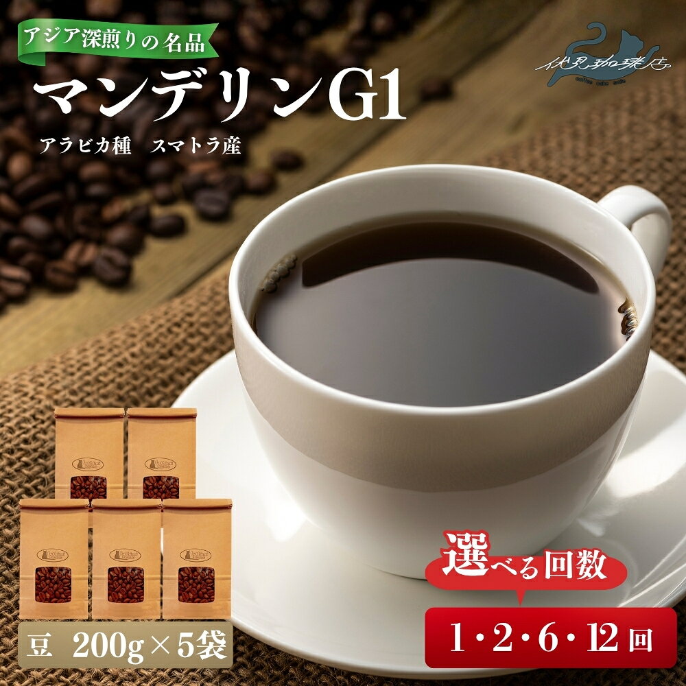 【ふるさと納税】【深いコクと重厚な味わい】アジアを代表する深煎りの名品マンデリンG1（200g×5袋 ）選べる お届け回数 1回 2回 6回 12回