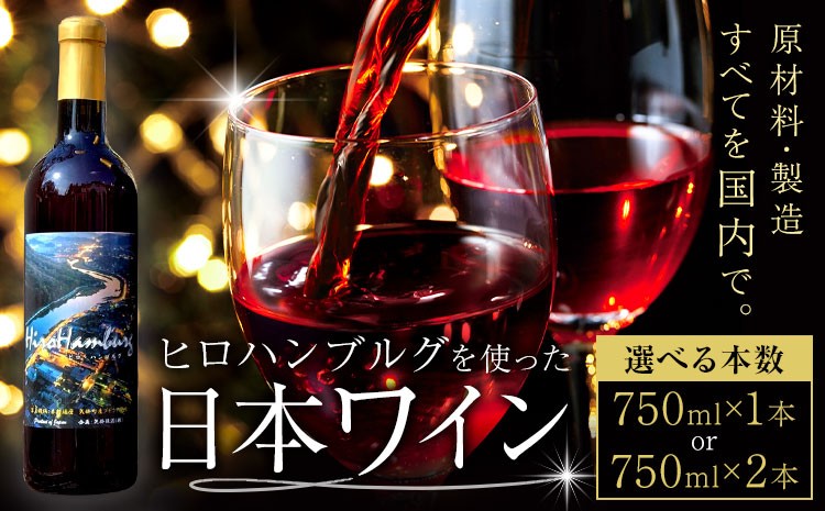 
                  酒 日本ワイン 750ml 選べる 1本 2本 矢掛放送 岡山県矢掛町《30日以内に出荷予定(土日祝除く)》 酒 ワイン 国産 ヒロハンブルグ 赤ワイン 国産 ブドウ 100％
                