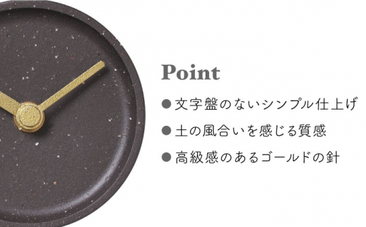時計 置き時計 インテリア タイル レース 陶磁器 焼き物 雑貨 おしゃれ 灰色