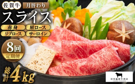 【全8回定期便】佐賀牛 月替わりスライス定期 HBH076 佐賀牛 スライス 定期便 霜降り
