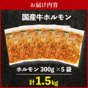 ホルモン 5袋 1.5kg 肉 焼き肉 牛肉 おつまみ おかず肉 ごはんのお供 人気 焼肉セット  贈り物 ギフト 静岡県 藤枝市 （焼肉屋の牛ホルモン おつまみ牛ホルモン タレ漬け牛ホルモン 網焼き