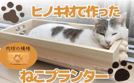 【大サイズ】 ねこ 桧 プランター 木製プランター 猫 プランター 小物入れ セット 手 (正面) の 模様 サイズ 大 寄せ植え 室内 屋内 室内用 猫のベッド 木製 プランター  ペットベッド  猫ベッド  鉢カバー 木 長方形 ひのき おしゃれ かわいい ガーデニング ガーデニング雑貨 園芸 滋賀県 竜王町