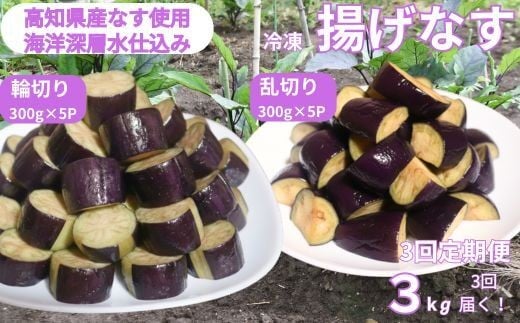 
            《 定期便/全３回 》 揚げナス 合計9kg【輪切り・乱切り】海洋深層水仕込みのナス使用 カット済 揚げなす あげなす 野菜 やさい ナス なす 茄子 生産量日本一 高知 室戸 惣菜 便利 用途 豊富 カット野菜 調理 ハウス栽培 小分け 定期便
          