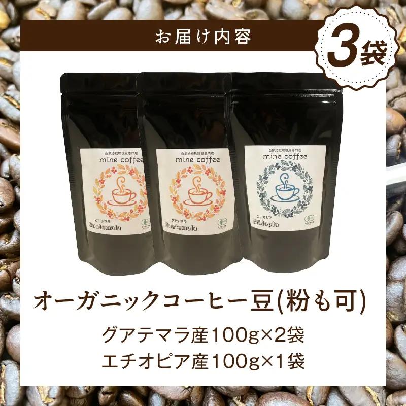 コーヒー 豆 コーヒー[オーガニックコーヒー コーヒー豆 珈琲 珈琲豆 自家焙煎 お取り寄せ ギフト 100g×3袋]