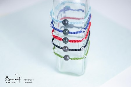 富士山溶岩ブレスレット（ワックスコード）【単色】【ブルー】～Lava Fuji Bracelet～ ジュエリー