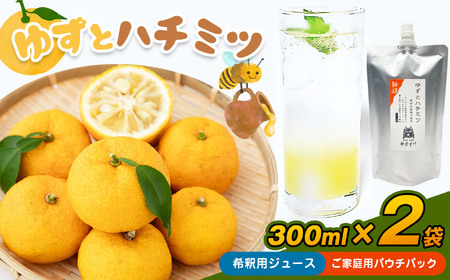 楽しみ方いろいろ！南信州天龍村 ゆずとハチミツ [希釈用ジュース／ご家庭用パウチパック] 