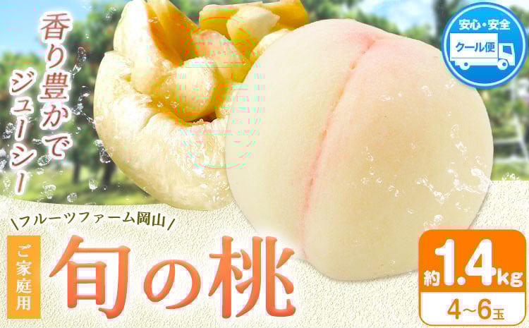 
            桃  もも【2026年先行予約】桃 旬 旬の桃 ご家庭用 1.4kg (4～6玉) フルーツファーム岡山《2026年6月下旬-8月下旬頃出荷》岡山県 浅口市 送料無料 フルーツ モモ 果物 青果 旬 国産 岡山県産【配送不可地域あり】
          