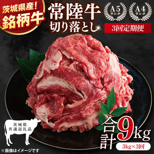 【茨城県共通返礼品】【3ヶ月定期便】大容量！常陸牛切り落とし 3kg（500g×6）【黒毛和牛 国産 銘柄牛 牛肉 肉 冷凍 茨城県産】(81-39)