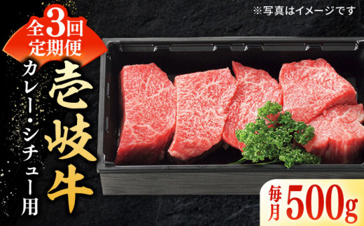 【全3回定期便】 特選 壱岐牛 すね肉 500g（カレー・シチュー用）《壱岐市》【太陽商事】[JDL082] 肉 牛肉 黒毛和牛 ブランド牛 カレー シチュー 赤身 チマキ 煮込み ブロック 国産 九州 39000 39000円