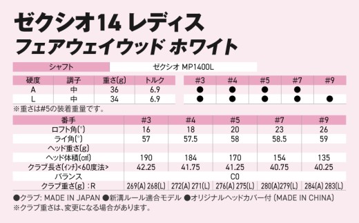 ゼクシオ 14 レディス フェアウェイウッド ホワイト《2025年モデル》_IG-C704 _(都城市)ダンロップ ゼクシオ 14シリーズ 2025年モデル フェアウェイウッド MP1400L カーボ