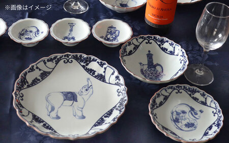 【波佐見焼】古伊万里文様 ひさご唐草 桔梗渕 7寸皿 1点【西日本陶器】[AC283]