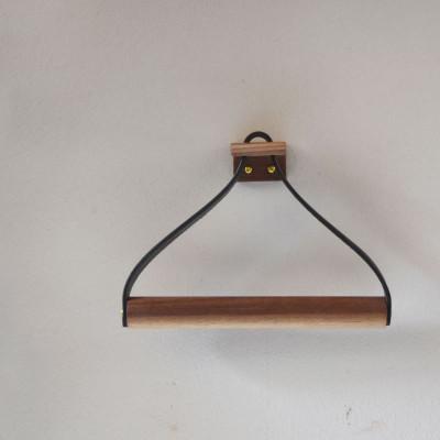 ふるさと納税 河内長野市 本革タオルホルダー ウォールナット ブラック 国産レザー Teha’amana