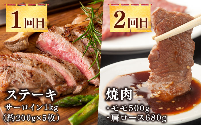 【全12回定期便】《100万》 壱岐牛 ギュギュギュ 定期便 （弐）《壱岐市》 肉 ステーキ 焼肉 しゃぶしゃぶ すき焼き 赤身 [JZX011]