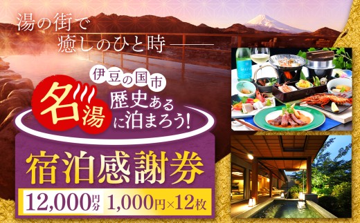 【12,000円分】( 1,000円 × 12枚 )伊豆の国市宿泊感謝券