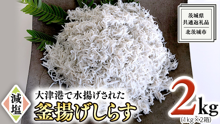 大津港水揚げの 釜揚げしらす 2kg ( 1kg × 2箱 ) （茨城県共通返礼品：北茨城市）しらす しらす丼 国内 北茨城市 水揚げ 新鮮 シラス 海鮮 冷凍 子ども カルシウム 減塩 ［CY002us］