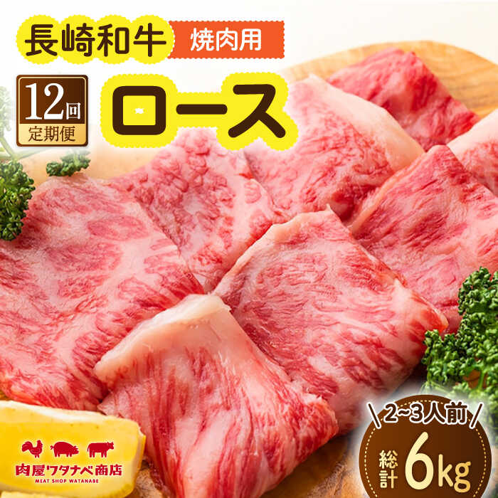 【ふるさと納税】【12回定期便】 長崎和牛 焼肉 ロース 約500g 長与町/ワタナベ商店[ECT020] 定期便 ていきびん 国産 国産牛 長崎 長崎和牛 牛 和牛 肉 焼き肉 焼肉 焼肉用 ロース 牛ロース 冷凍 お祝い 柔らかい 脂 ジューシー 豪華 贈答 ギフト 送料無料 人気 おすすめ