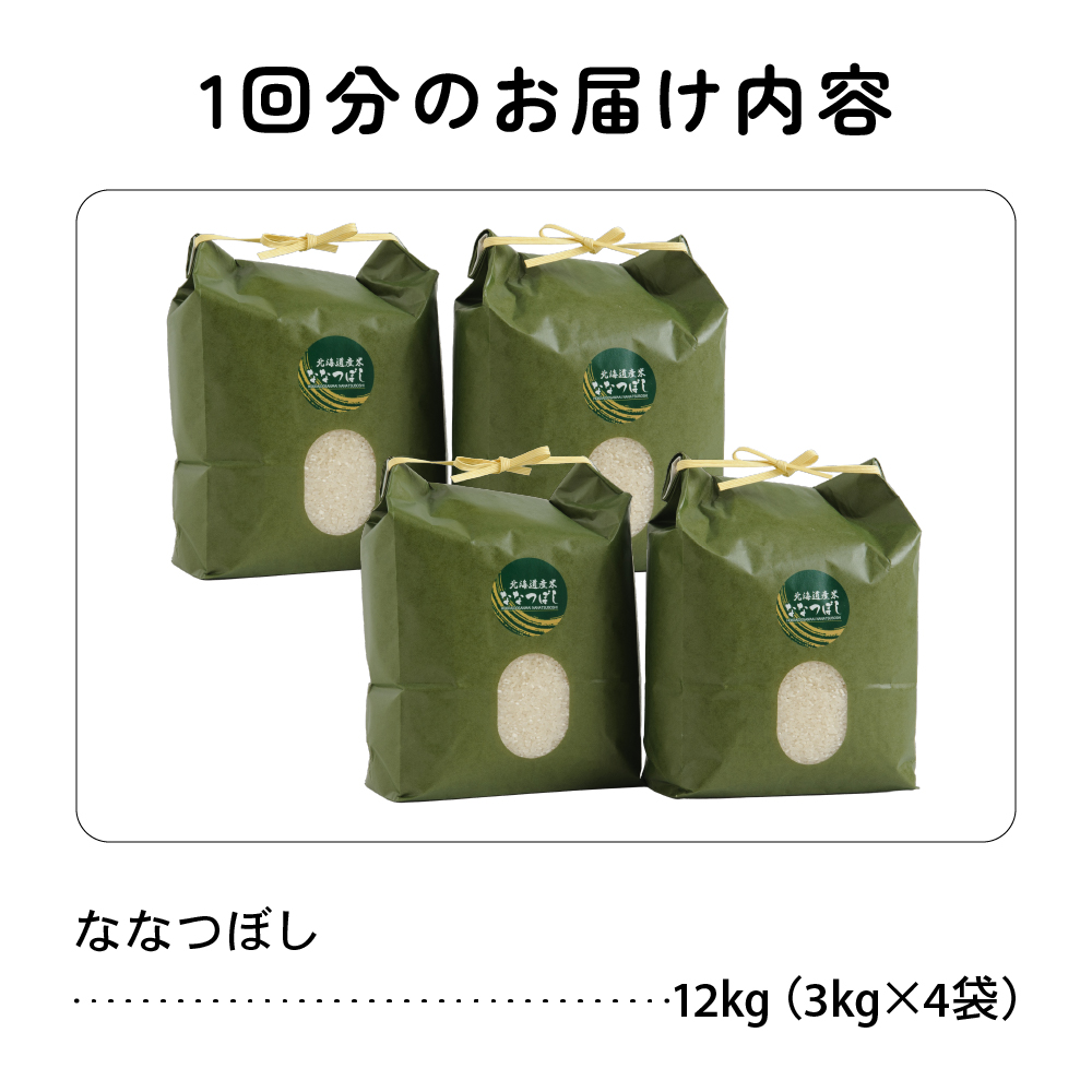 9ヵ月定期便 北海道 留萌管内産ななつぼし12kg(3kg×4袋) R004-024_イメージ2