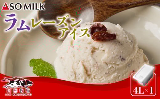 搾りたての美味しさ！阿蘇ミルクアイス”ラムレーズン【4Ｌ】” 阿蘇ミルク 阿部牧場 ASOMILK ミシュラン 3つ星 受賞 牛乳 牧場 牧場直送 レーズン スイーツ デザート 素材 こだわり 冷たい 人気 美味しい お取り寄せ ギフト 贈り物 おすすめ 搾りたて 贅沢 濃厚 極上 リッチ 乳製品  グルメ ご褒美 新鮮 上質 ふるさと納税 贅沢 おもてなし お礼 手土産 お土産 熊本県 阿蘇市