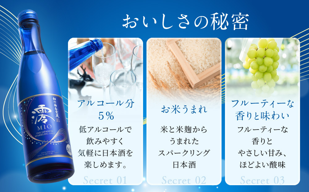 【宝酒造】松竹梅白壁蔵「澪」スパークリング清酒（750ml×6本）［京都 タカラ Takara 日本酒 スパークリング日本酒 ミオ 人気 おすすめ ギフト プレゼント ご自宅用 日常使い 普段使い お