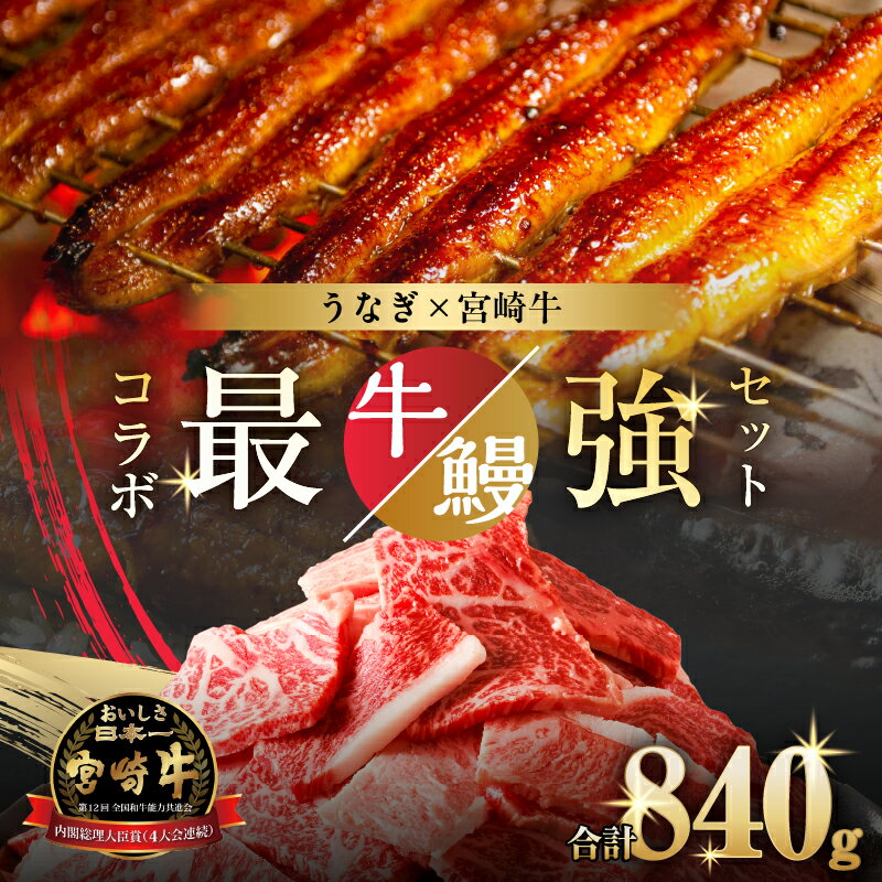 【ふるさと納税】最強コラボセット 数量限定 うなぎ × 宮崎牛 都農町 最強 セットC うなぎ蒲焼 鰻 魚介 切り落とし 肉 牛肉 焼肉 黒毛和牛 養殖 おすすめ 人気 国産 最高級 ブランド牛 贈り物 ギフト 牛丼 バーベキュー ミヤチク 宮崎県 送料無料