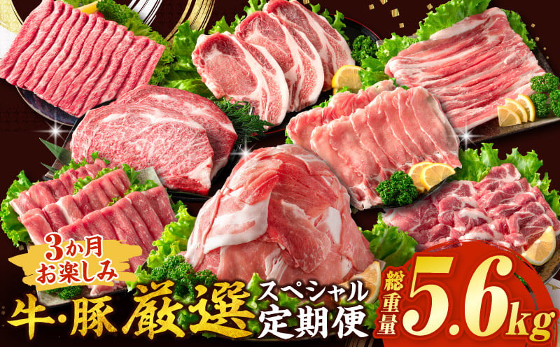 
            3か月 お楽しみ 牛 豚 厳選 スペシャル 定期便 総重量5.6kg 肉 牛肉 宮崎牛 肩ウデ ロースステーキ 豚肉 6種 盛り合わせ セット 豚ロース 豚バラ 小間切れ すき焼き しゃぶしゃぶ 黒毛和牛 A4 A5 和牛 国産 食品 牛丼 薄切り おすすめ 宮崎県産 日南市 送料無料_H48-24
          