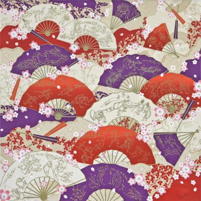 ふるさと納税 京都市 【三陽商事】鳥獣戯画 丹後ちりめん2幅風呂敷 扇絵巻 |  | 01